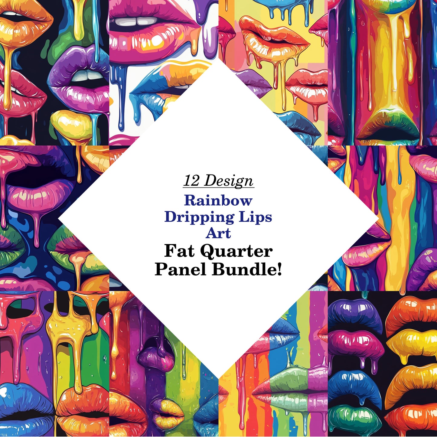 Rainbow Dripping Lips Art Fat Quarter Bundle