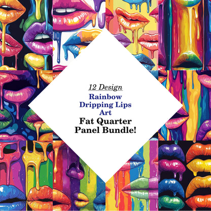 Rainbow Dripping Lips Art Fat Quarter Bundle