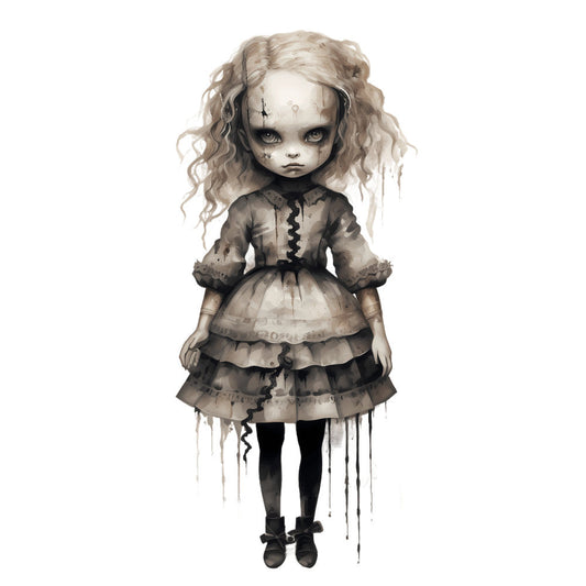 Creepy Horror Evil Dolls Fabric Panel 17