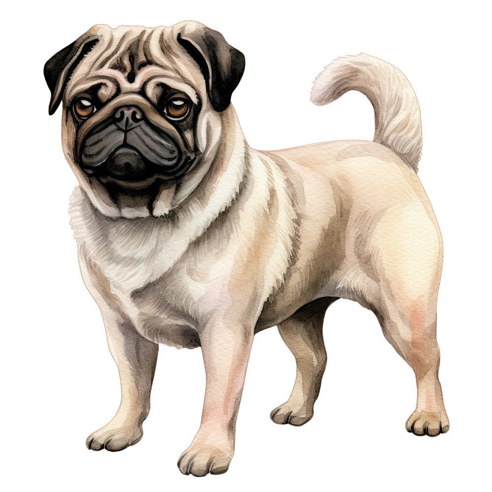 Watercolor Pug Fabric Panel 28