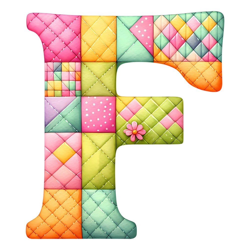 Pink Patchwork Alphabet Fabric Panel 42