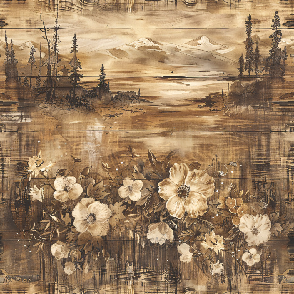Yellowstone on Rustic Wood Fabric Panel 13 – FabricMegaStore.com