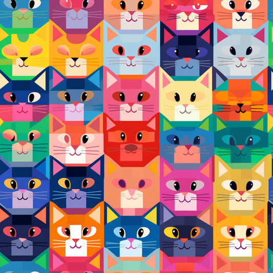 Cat Patchwork Pattern 4 Quilting Cotton Fabric