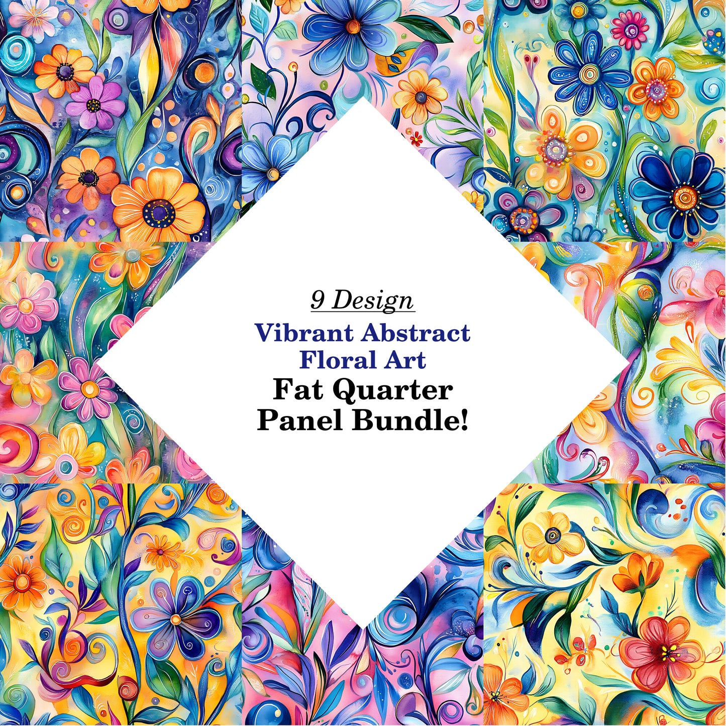 Vibrant Abstract Floral Art Fat Quarter Bundle