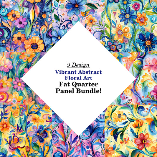 Vibrant Abstract Floral Art Fat Quarter Bundle