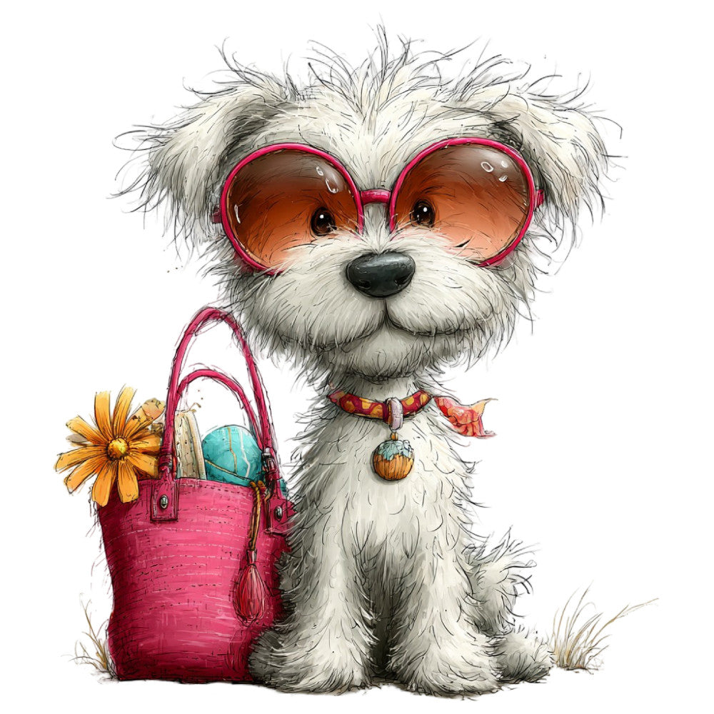 Whimsical Summer Dogs Fabric Panel 24