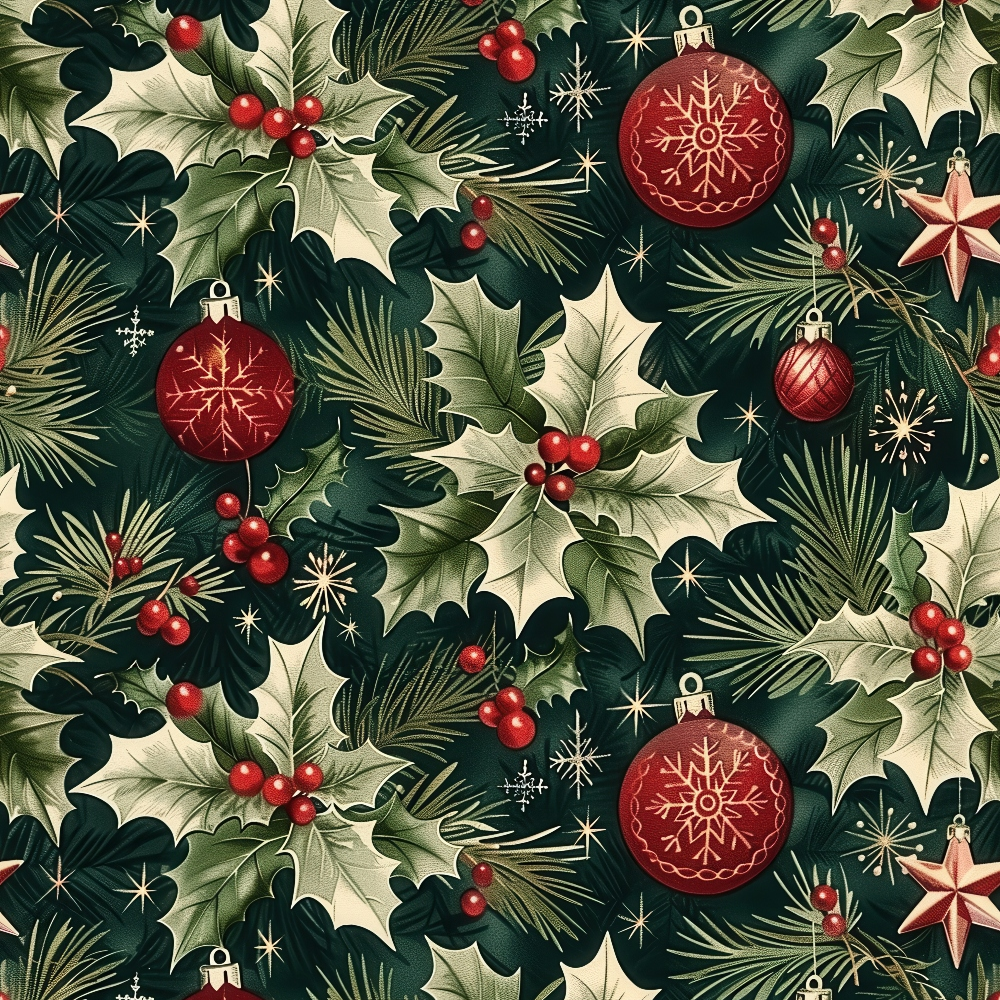 Daily Deal: Festive Traditional Christmas Quilting Cotton Fabric - 45" x 1 Yard"