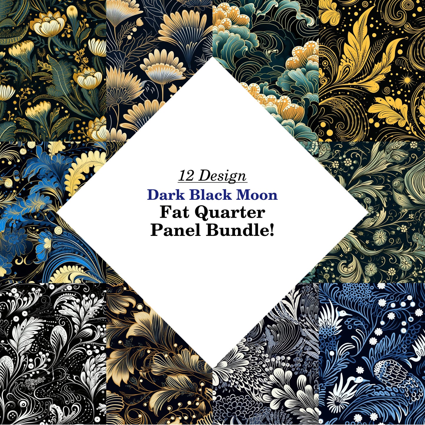 Dark Black Moon Fat Quarter Bundle
