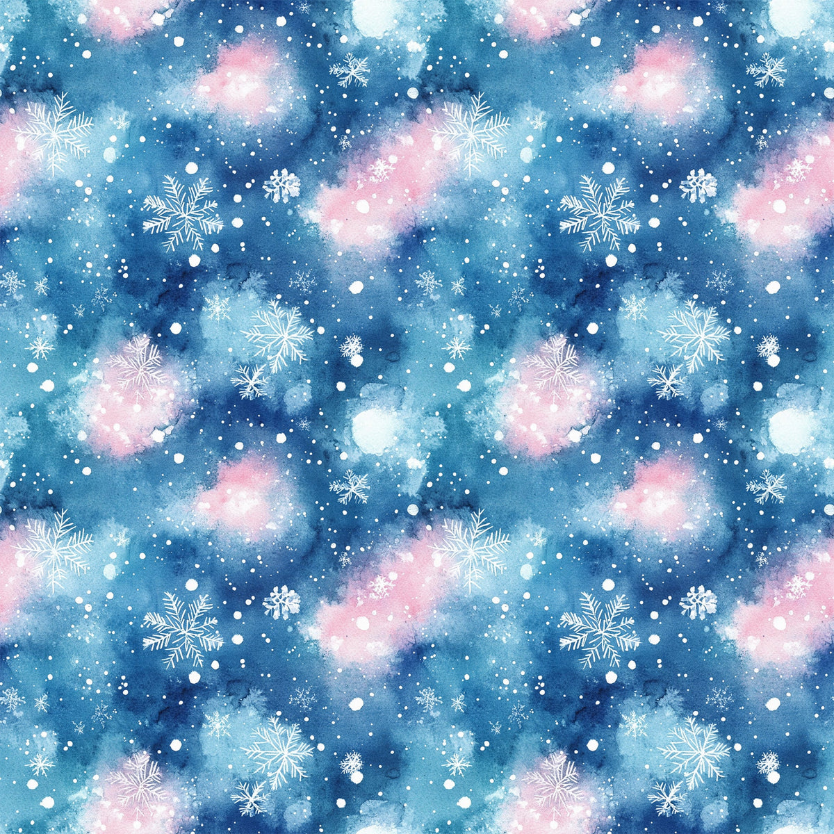 Daily Deal: Watercolor Blue Christmas Pattern 1 Quilting Cotton Fabric - 45" x 1.5 Yards"