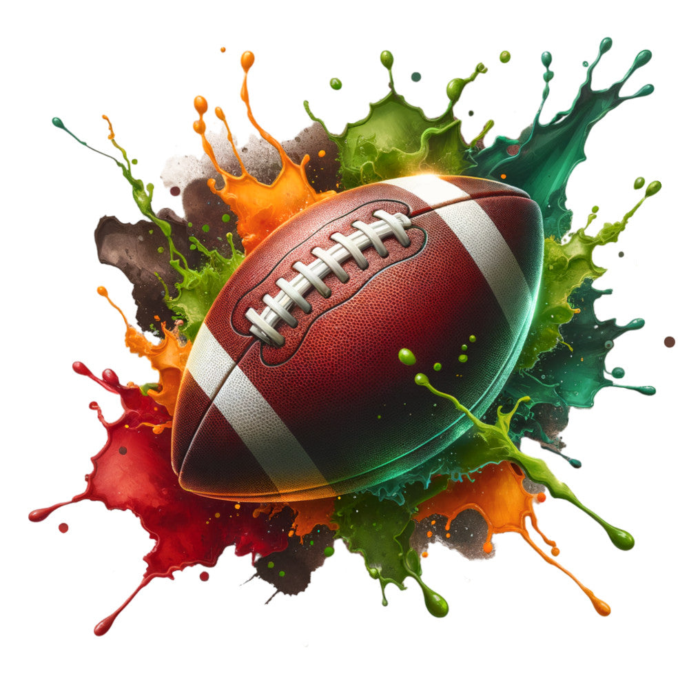 Watercolor Football and Splash Fabric Panel 6