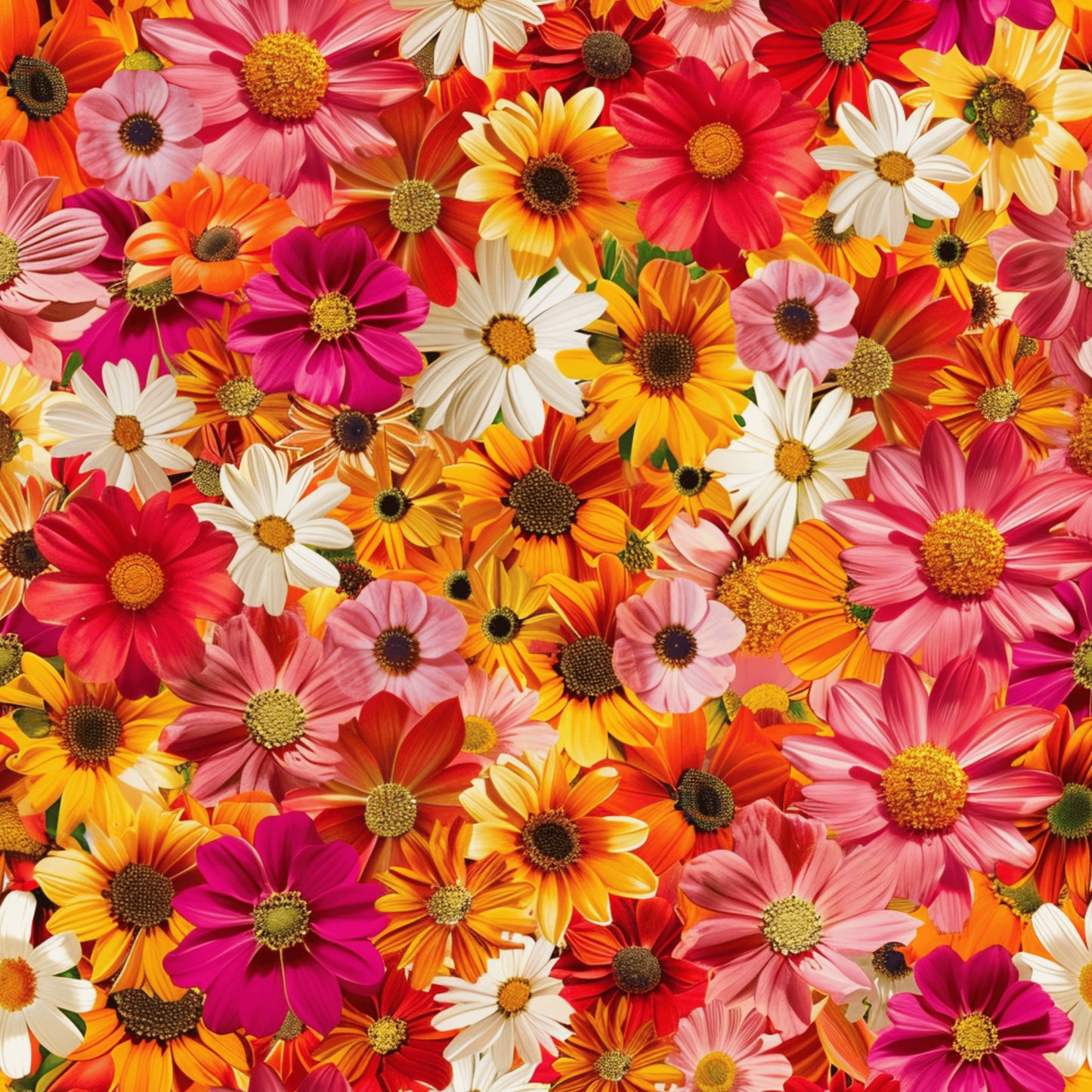 Realistic Flower Patch Pattern 15 Quilting Cotton Fabric