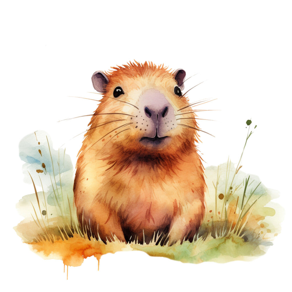 Watercolor Capybaras Fabric Panel 8 – FabricMegaStore.com
