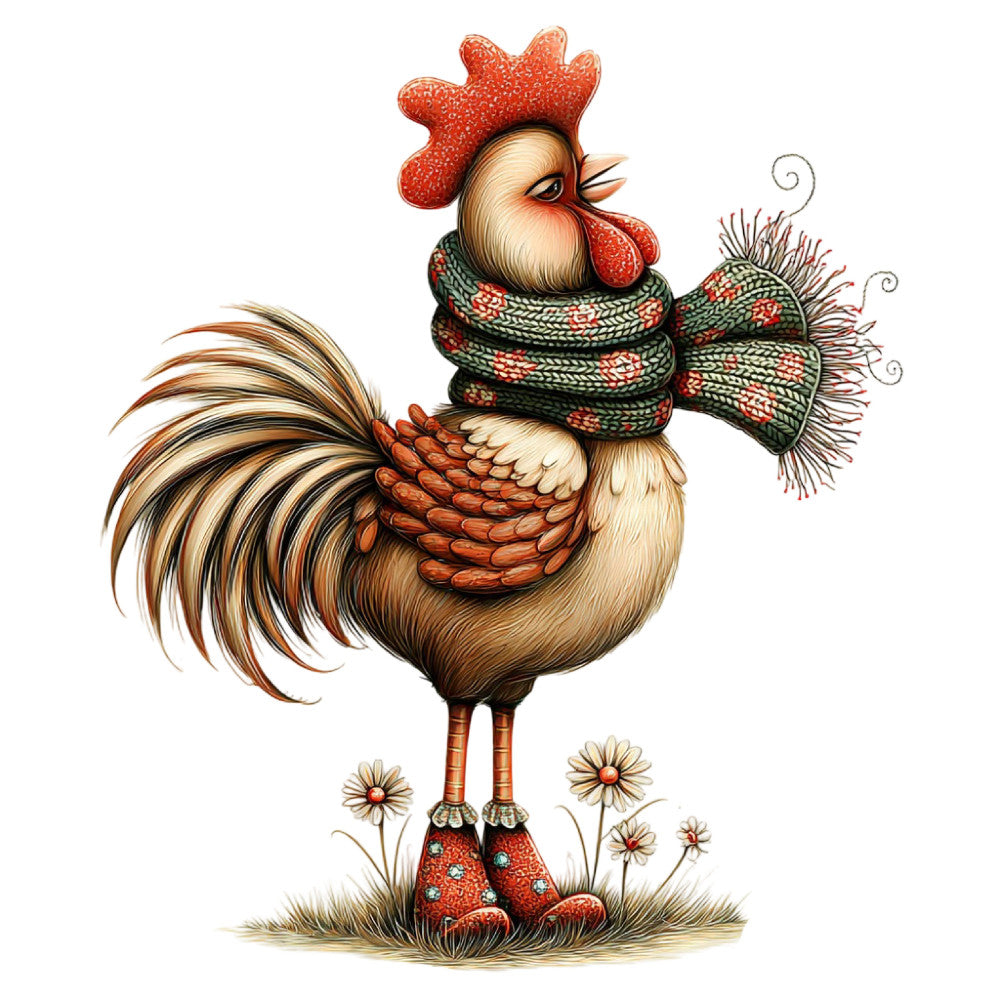 Whimsical Autumn Rooster Fabric Panel 17