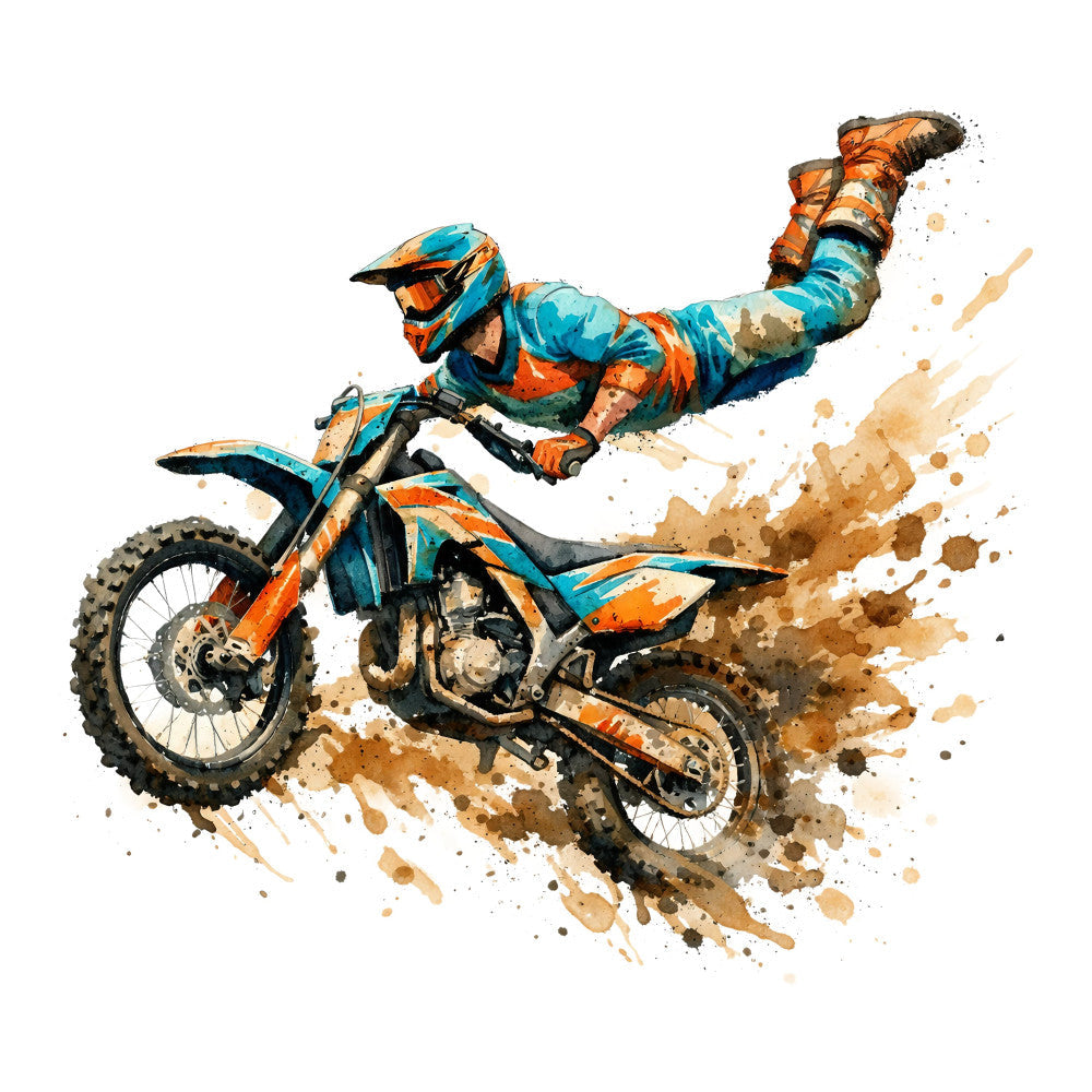 Watercolor Dirt Bike Fabric Panel 18
