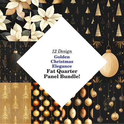 Golden Christmas Elegance Fat Quarter Bundle