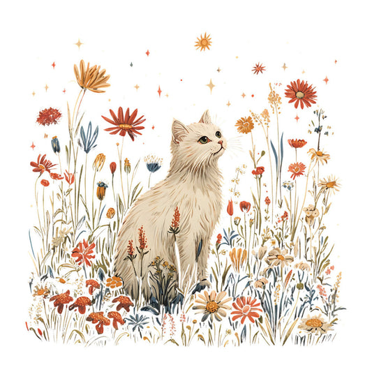 Wildflower Cat Fabric Panel 1