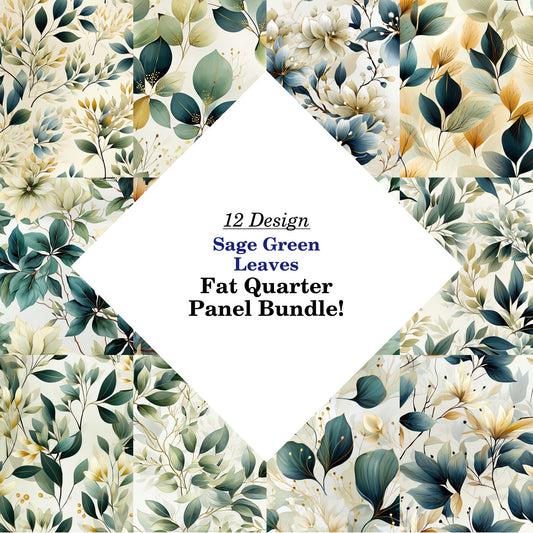 Sage Green Leaves Fat Quarter Bundle