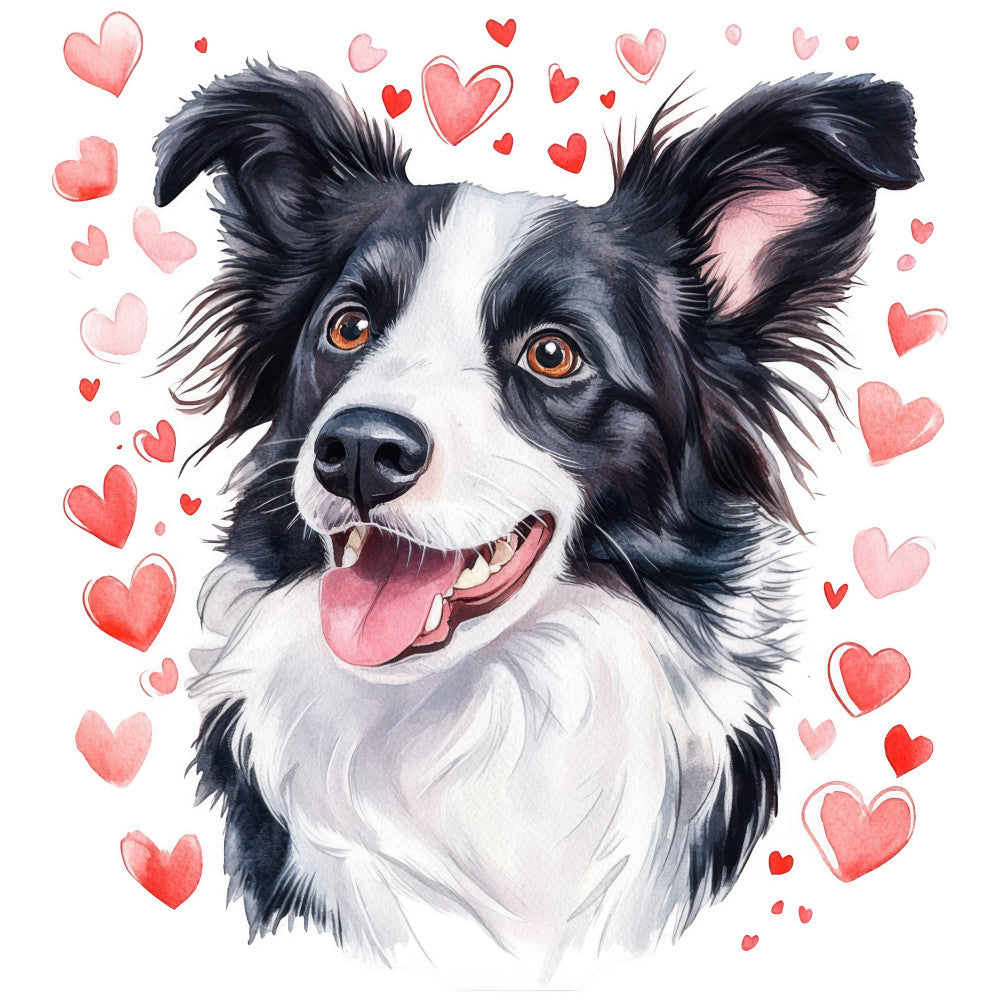 Watercolor Border Collie Fabric Panel 10 – FabricMegaStore.com