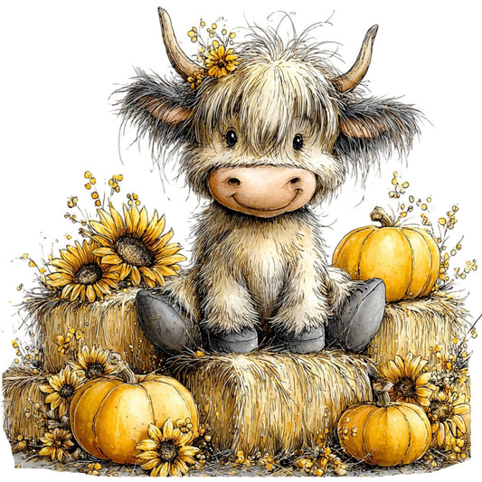 Yellow Highland Cow Fabric Panel 8