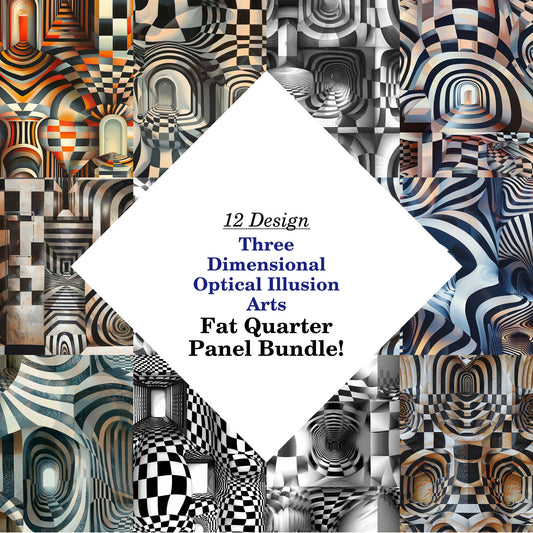 Three Dimensional Optical Illusion Arts Fat Quarter Bundle