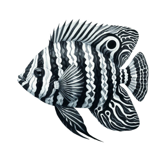 Watercolor Sea Fish Fabric Panel 7