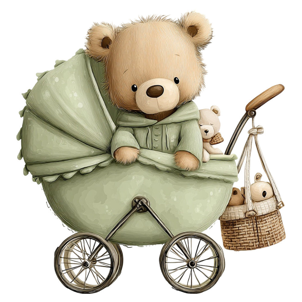 Watercolor Teddy Bear Fabric Panel 12