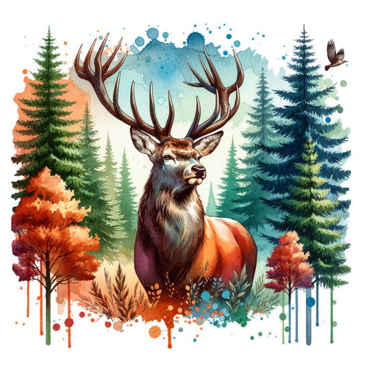 Autumn Forest Deer Fabric Panel 3