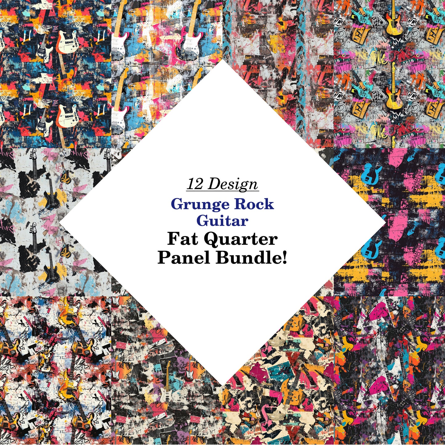 Grunge Rock Guitar Fat Quarter Bundle