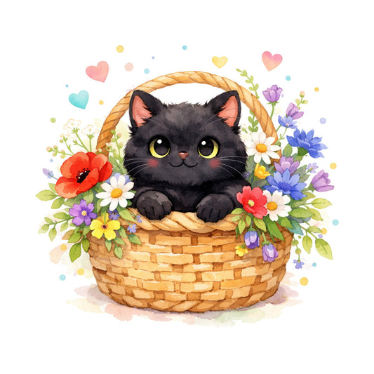 Black Spring Kitten Fabric Panel 21