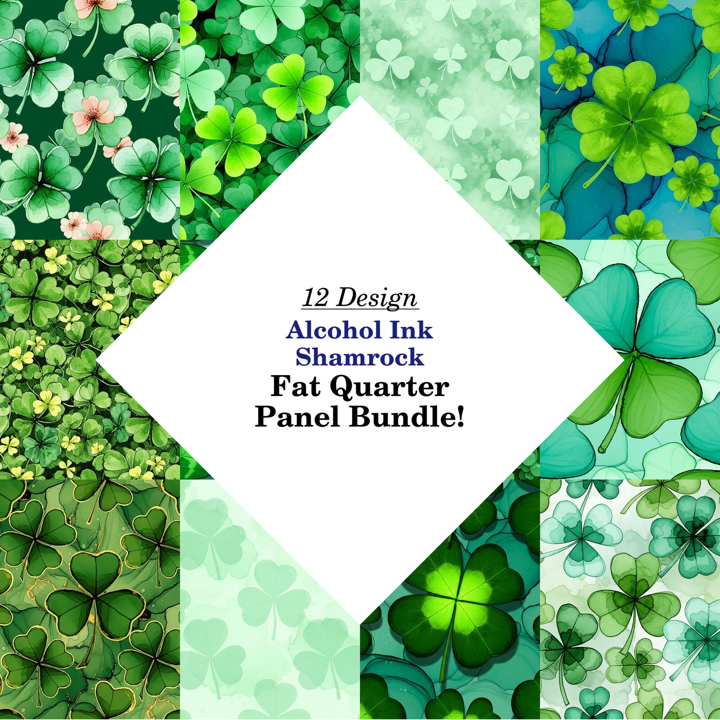 Alcohol Ink Shamrock Fat Quarter Bundle