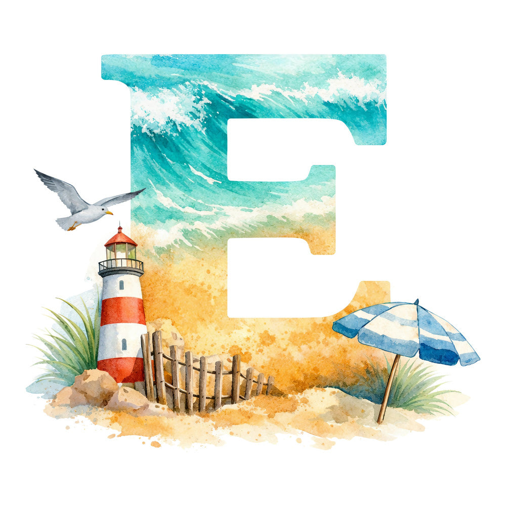 Summer Beach Alphabet Fabric Panel 5