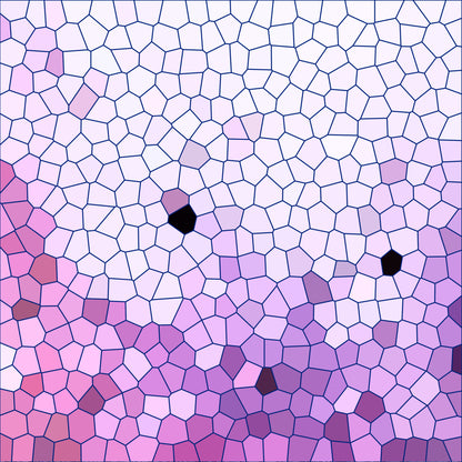 mosaic pattern, stained glass, geometric design, purple hues, lavender, mauve, pink tones, violet shades, polygonal shapes, abstract art, quilting cotton, fabric panel, contemporary style, modern mosaic, tessellation, gradient colors, artistic design, crafting material, sewing fabric, patchwork design