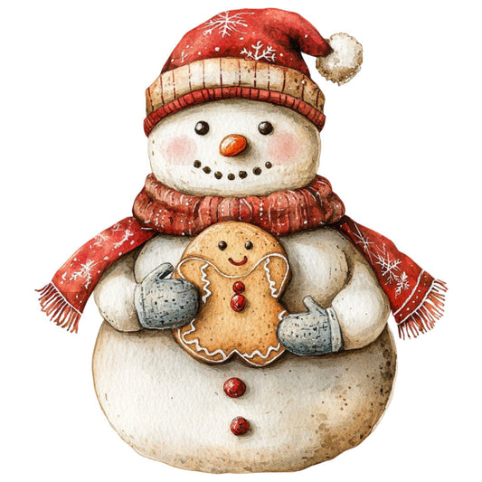 Watercolor Christmas Snowman Fabric Panel 24