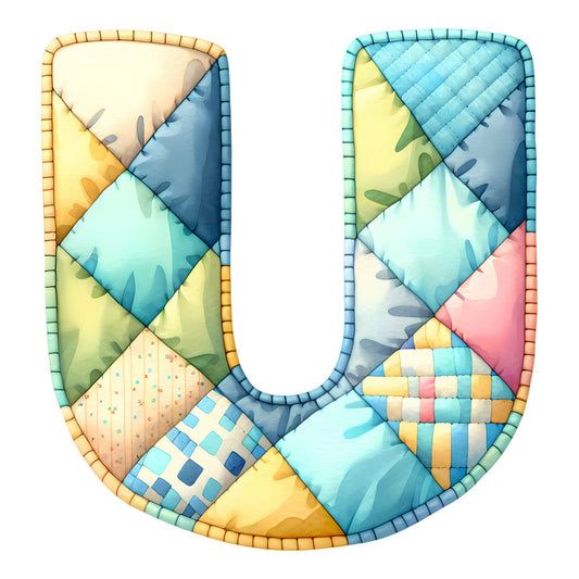 Blue Patchwork Alphabet Fabric Panel 29