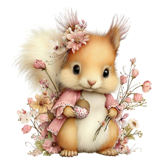 Whimsical Summer Squirrel Fabric Panel 54