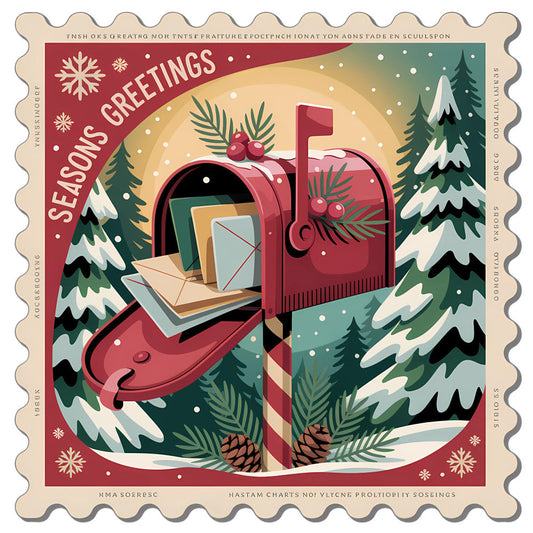 Vintage Christmas Stamps Fabric Panel 36