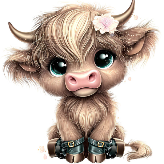 Adorable Highland Cows Fabric Panel 48