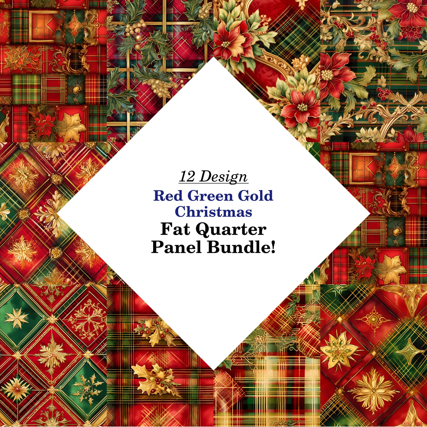 Red Green Gold Christmas Fat Quarter Bundle