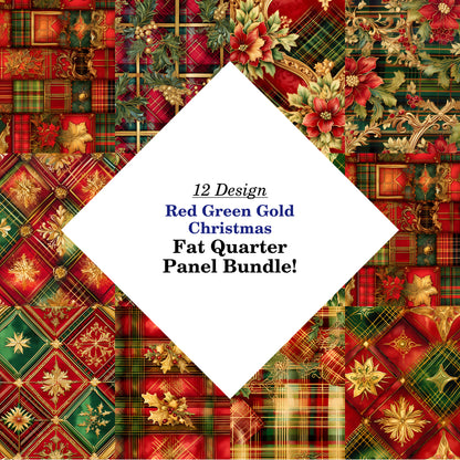 Red Green Gold Christmas Fat Quarter Bundle