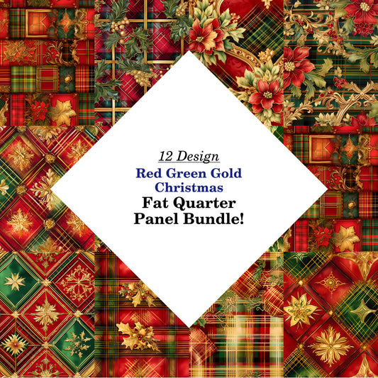 Red Green Gold Christmas Fat Quarter Bundle