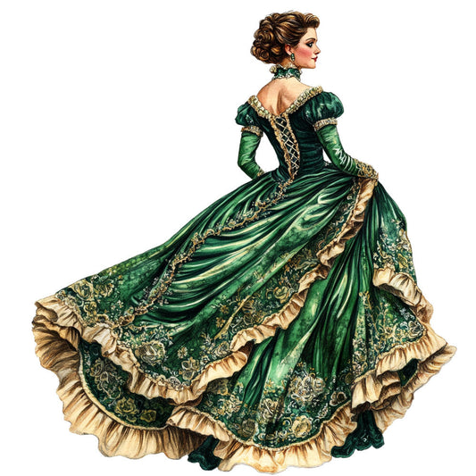 Emerald Victorian Lady Fabric Panel 10
