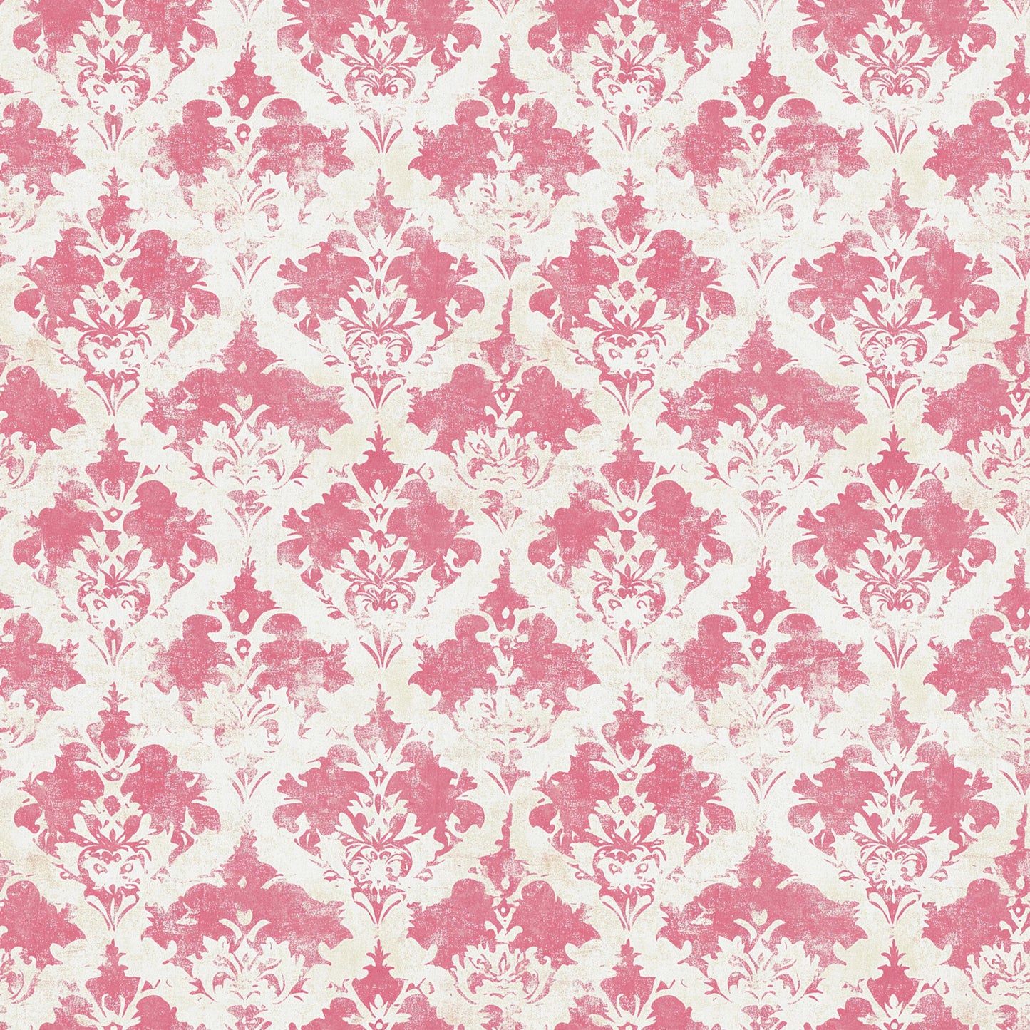pink, cream, vintage, damask pattern, ornate motifs, floral elements, baroque style, repeating design, quilting cotton, fabric panel, decorative scrollwork, elegant, distressed texture, romantic, feminine, botanical details, symmetrical pattern, vintage wallpaper style, soft colors