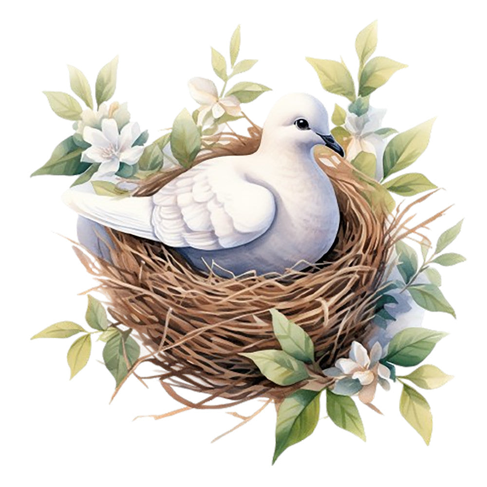 Spring White Doves Fabric Panel 6