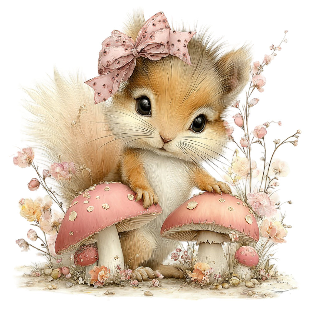 Whimsical Summer Squirrel Fabric Panel 31