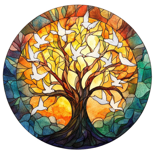 Tree of Life Stained Glass Fabric Panel 16