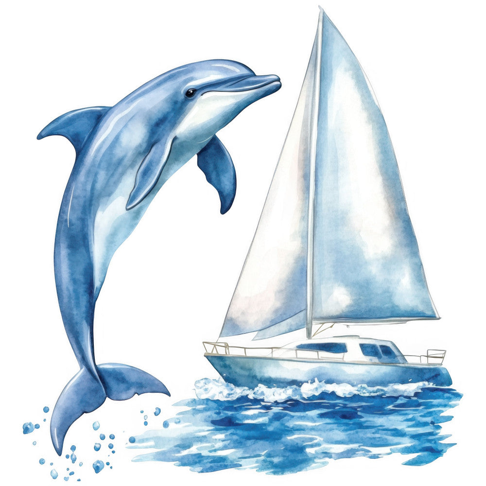 Watercolor Sailing Fabric Panel 7