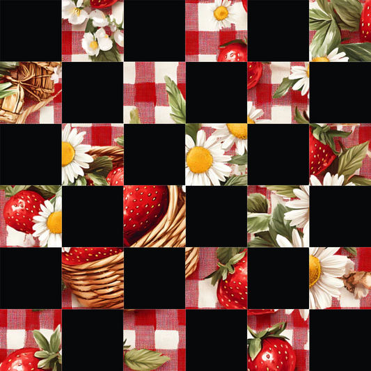 Strawberry Gingham Picnic Pattern 33 Quilting Cotton Fabric