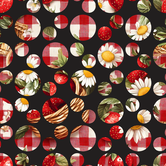 Strawberry Gingham Picnic Pattern 31 Quilting Cotton Fabric
