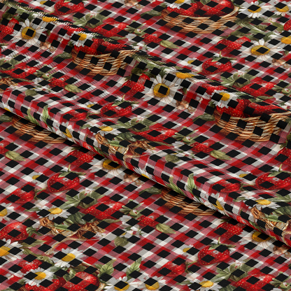 Strawberry Gingham Picnic Pattern 35 Quilting Cotton Fabric
