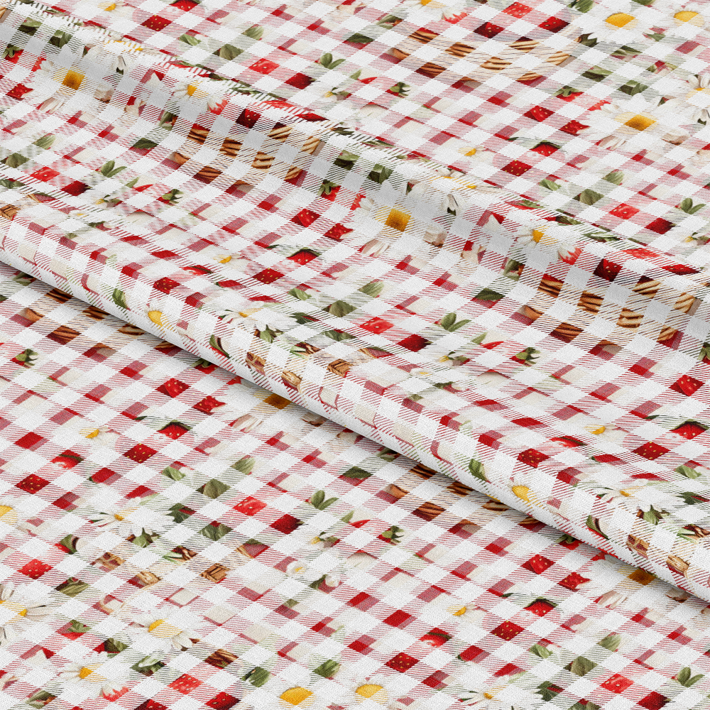 Strawberry Gingham Picnic Pattern 36 Quilting Cotton Fabric